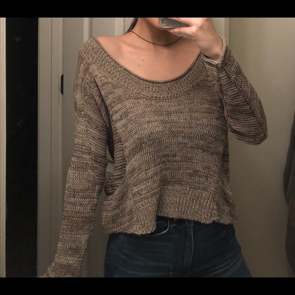 Urban outfitters off the shoulder taupe sweater